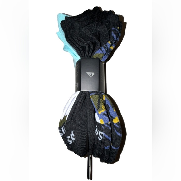 Quicksilver Low Cut Socks 5 Pair Men's 6-12 Black & Multicolor w Mixed Logo Surf - Picture 5 of 12